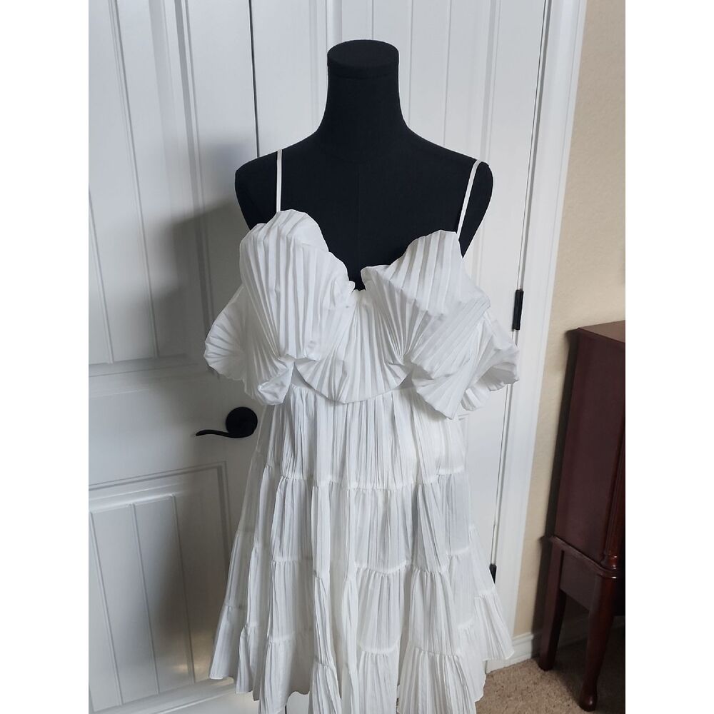 Acler Cream Shirred Mini Dress